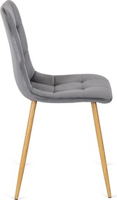 Zestaw Stół Prostokątny Rozkładany SKUBI 120-160 cm Dąb Artisan i 6 Krzeseł Tapicerowanych do Jadalni FREDY Szarych Welurowych