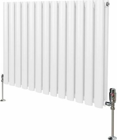 Grzejnik kolumnowy owalny z zaworami – 600 mm x 780 mm – biały