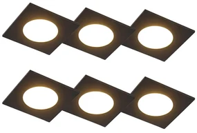 Zewnetrzna Zestaw 6 wpuszczanych czarnych reflektorów z diodą LED z 3-stopniowym ściemnianiem IP65 - Simply Nowoczesny Oswietlenie zewnetrzne