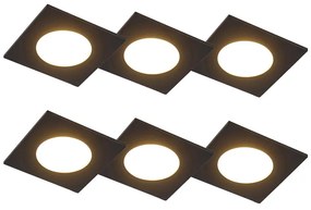 Zewnetrzna Zestaw 6 wpuszczanych reflektorów czarnych w komplecie z LED 3-stopniowy ściemniacz IP65 - Simply Nowoczesny Oswietlenie zewnetrzne