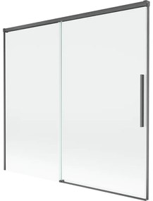 Mexen Rox parawan nawannowy 2-skrzydłowy rozsuwany 170 x 150 cm, transparent, gun gray szczotkowany - 8C9-170-001-66-00
