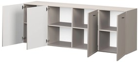 Komoda wisząca czterodrzwiowa Lorini 200 cm - kaszmir / czarne uchwyty T-bar