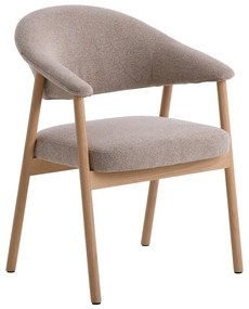Beżowe krzesła z litego drewna dębowego z podłokietnikami zestaw 2 szt. Elk – Unique Furniture