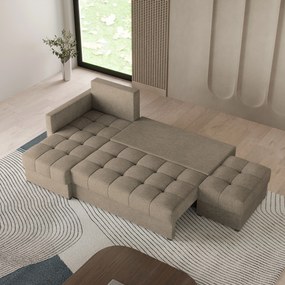 Masseno Narożnik LUMARI z funkcją spania i pojemnikiem na pościel Narozniki L, Rozkładana sofa - Brązowy, NEVE 16