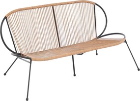 Ławka ogrodowa z metalu i plecionej żywicy - Czarna i jasna naturalna - NIKAO od MYLIA