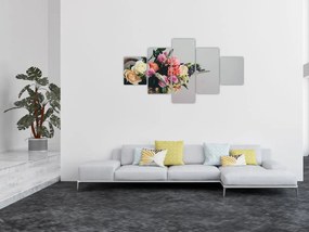 Obraz kosza z kwiatami (125x70 cm)