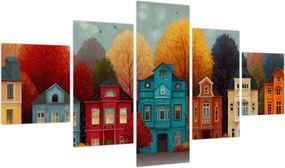 Obraz - Malowane jesienne miasto (125x70 cm)