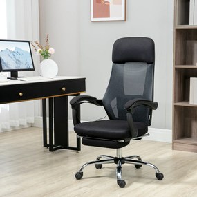 Vinsetto Fotel z masażerem i Ogrzewania Biurowy Krzesło obrotowe z regulacją wysokości Z podnóżkiem Czarny | Aosom PL