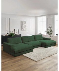 Ciemnozielony sztruksowy narożnik (w kształcie litery U) Leonard – Bobochic Paris