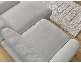 Jasnoszary narożnik z materiału bouclé (prawostronny/z szezlongiem) Leonore – Bobochic Paris