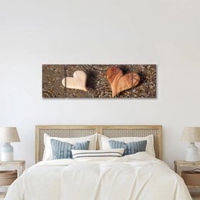 Obraz - Drewniane serca (170x50 cm)