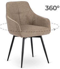 Krzesło Tapicerowane Obrotowe do Salonu LARISA Beżowe Nowoczesne