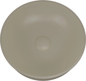 Umywalka z konglomeratu nablatowa okrągła beżowa 40 cm KALMI beige mat