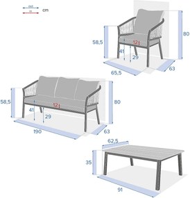 Zestaw aluminiowy dla 5 osób COLUMBIA (antracyt)