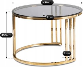 Zestaw Stolików Kawowych TRITON 70 cm/50 cm Szary/Złoty Glamour