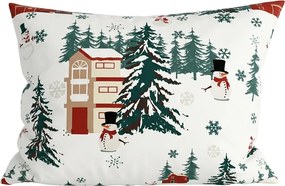 Poszewka na poduszkę z polibawełny SNOWY HOUSES POLY 50x70 cm, biały