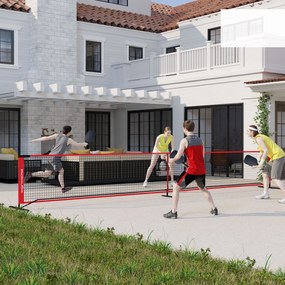 Zestaw do pickleballa SPORTNOW z siatką, stojakiem, piłkami, stalą, plastikiem, Czerwony