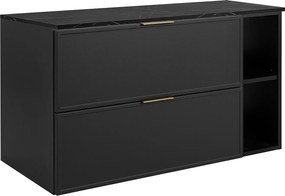 Szafka łazienkowa pod umywalkę, czarna / blat z czarnego marmuru (MDF), 100 (80+20) x 57 x 46 cm