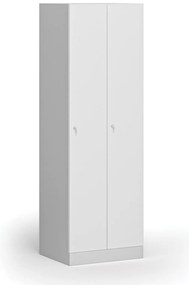 Szafka ubraniowa S1, 2-drzwiowa, 1850 x 600 x 500 mm, demontaż, zamek cylindryczny, drzwi laminowane, biała