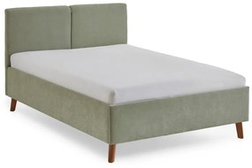 Jasnozielone tapicerowane łóżko dwuosobowe ze stelażem 140x200 cm Piano – Meise Möbel