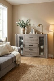 Komoda z witryną i barkiem dąb truflowy P0-W74