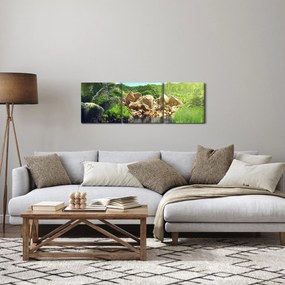 Obraz jeziora w dżungli Seszeli (z zegarem) (90x30 cm)