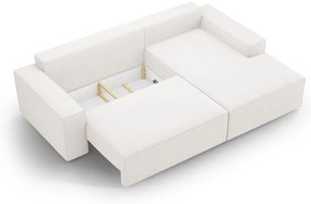 Biały rozkładany narożnik z materiału bouclé (prawostronny) Jodie – Micadoni Home