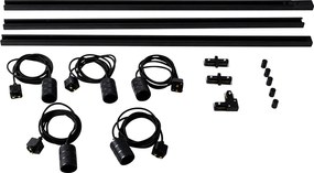 Nowoczesny system szynowy z 5 lampami wiszącymi czarny 1-fazowy - Iconic Cavalux