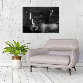 Abstrakcyjny obraz - zielone kulki (70x50 cm)