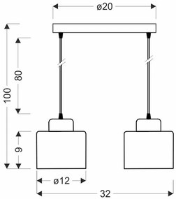 Minimalistyczna lampa wisząca z dwoma punktami świetlnymi - V128-Torini