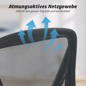 HOMCOM Fotel biurowy Ergonomiczny regulowany fotel biurkowy z podnoszonymi podłokietnikami, podparciem lędźwiowym, czarny | Aosom PL
