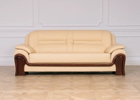 Skórzana kanapa gabinetowa 3-osobowa Palladio, wykonana ze skóry naturalnej, do wyboru kolor brązowy, czarny i kremowy. Wygodna sofa do biura. Klasyczny stylowy design. Meble gabinetowe Prestige.