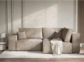 Beżowy sztruksowy rozkładany/ze schowkiem narożnik (prawostronny/w kształcie litery L) Tonga – Maison de Rêve