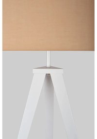 Lampa stojąca z białymi metalowymi nogami i beżowym kloszem Bonami Essentials Kiki