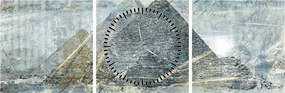 Obraz - Piramidy w niebieskim filtrze (z zegarem) (90x30 cm)