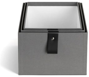 Szare kartonowe pojemniki zestaw 3 szt. 20,5x29,5x14,5 cm Aston Paper Laminate – Bigso