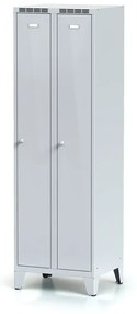 Alfa 3 Metalowa szafka ubraniowa na nogach, 2-drzwiowa, 1920 x 600 x 500 mm, zamek obrotowy, szare dwupłaszczowe drzwi