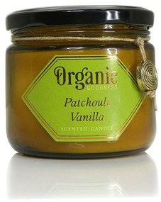 Naturalna sojowa świeca zapachowa Patchouli Vanilla 200 g w bursztynowym szkle