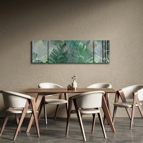 Obraz - Tekstura betonu z liśćmi (170x50 cm)