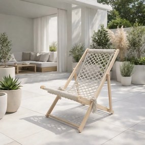 Drewniany leżak ogrodowy składany Coral HC-2501, styl boho