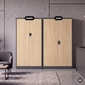 Szafa biurowa metalowa z zamkiem na szyfr antracytowa/dąb sonoma, 900x1850x400 mm: DANIEL Eco Design