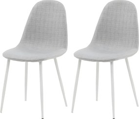 Zestaw 2 krzeseł jadalnianych Polar z szarym/białym obiciem z poliestru o nowoczesnym designie i miękkim wypełnieniu