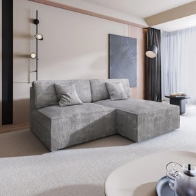 Masseno Narożnik FIORO z funkcją spania i pojemnikiem na pościel Narozniki L, Rozkładana sofa - Jasnoszary, POSO 55