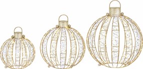 Outsunny 3-częściowy zestaw podświetlanych kul świątecznych na zewnątrz, 360 diod LED w ciepłej/zimnej bieli, światło ciągłe i migające, 24-godzinny timer | Aosom PL