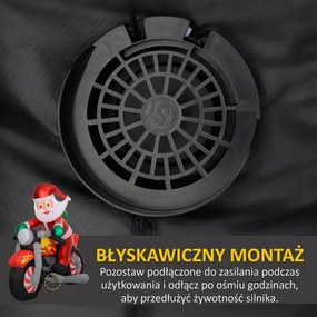 Outsunny Święty Mikołaj na motocyklu, dekoracja ogrodowa, LEDy, nadmuchiwana, odporna na warunki pogodowe, 180 x 95 x 170 cm