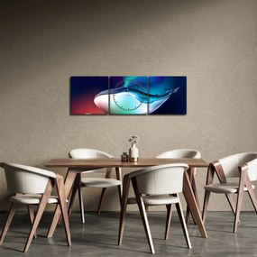 Obraz - Wieloryb w kosmosie (z zegarem) (90x30 cm)