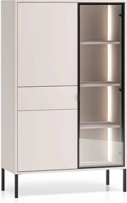 Witryna wysoka Harmona 92 cm z szufladą i oświetleniem - kaszmir