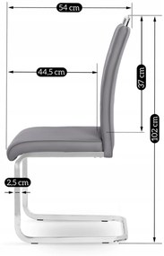 Krzesło Tapicerowane do Jadalni LOCA Szare Na Płozach Ekoskóra Nowoczesne