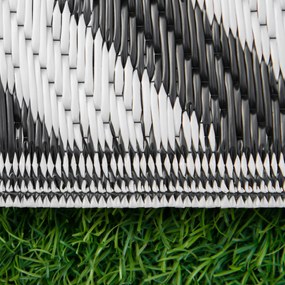 Outsunny Dywan Zewnętrzny Wodoodporny z Plastiku 121x182cm Wzór Czarno-Biały Idealny na Taras i Balkon | Aosom PL