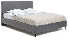 Szare tapicerowane łóżko dwuosobowe ze stelażem 160x200 cm Noira Slim – Bonami Selection